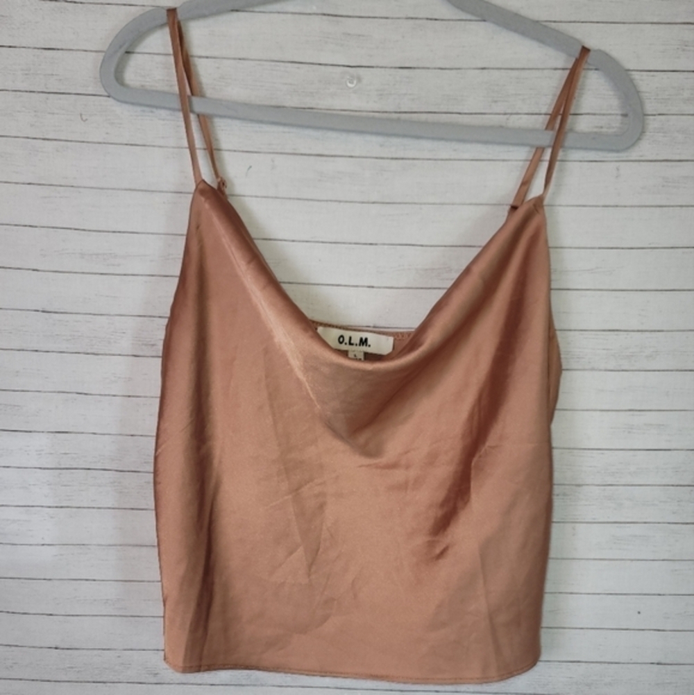 O.L.M. SATIN CROP CAMISOLE, SZ LARGE